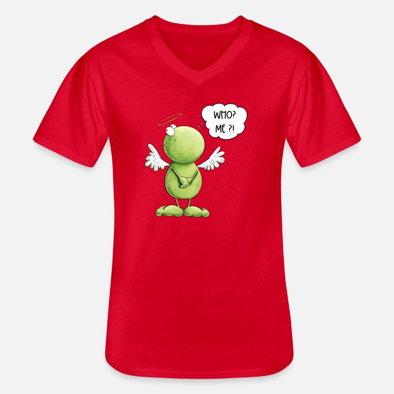 Frosch Engel Unschuld Who Me Spruch - Männer-T-Shirt mit V-Ausschnitt - Rot