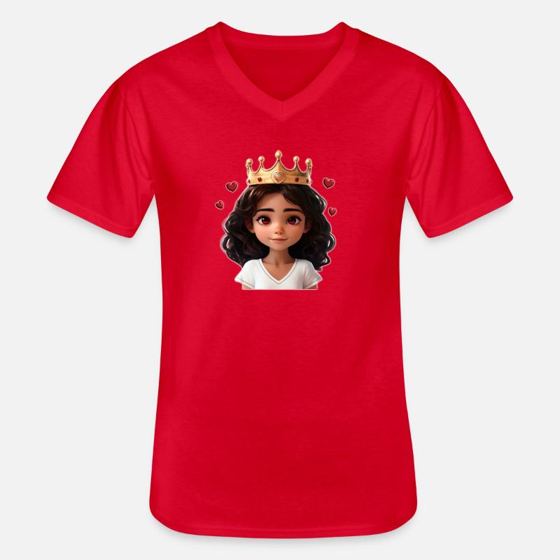 Süßes Mädchen mit Krone und Herzchen - Männer-T-Shirt mit V-Ausschnitt - Rot
