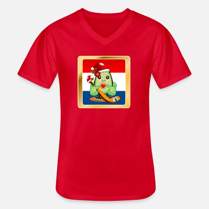 Weihnachtsgeschenke Avocado Eishockeyspieler - Männer-T-Shirt mit V-Ausschnitt - Rot