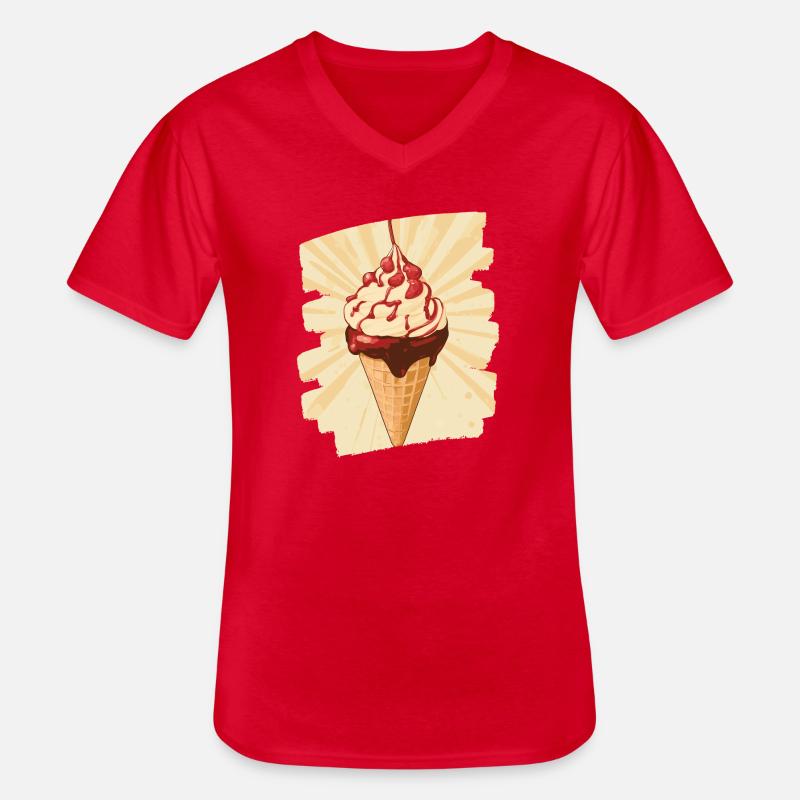 Eiscreme Eis - Männer-T-Shirt mit V-Ausschnitt - Rot