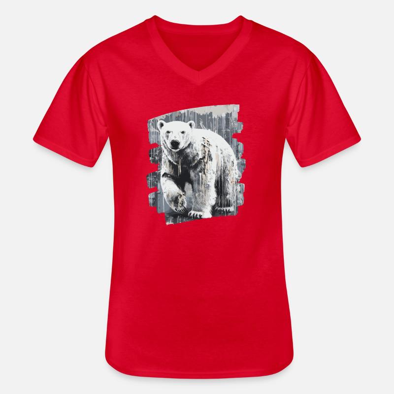 Eisbär Graffiti Sprayer - Männer-T-Shirt mit V-Ausschnitt - Rot