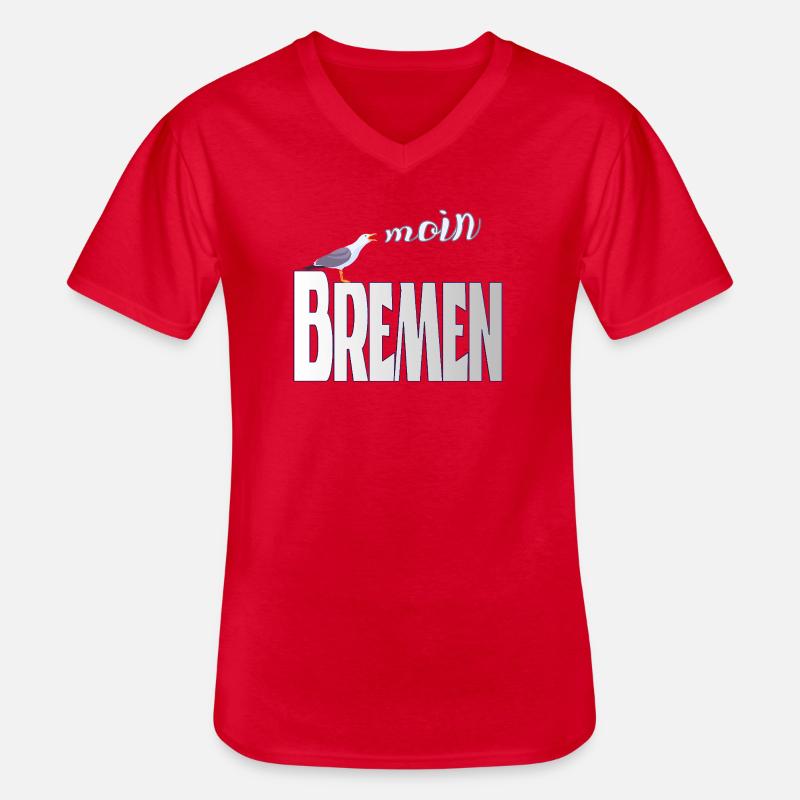 Bremen Möwe & Moin Design - Männer-T-Shirt mit V-Ausschnitt - Rot