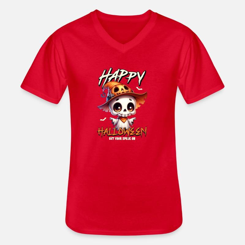 Skelett mit Pumpkin-Hut Halloween - Männer-T-Shirt mit V-Ausschnitt - Rot