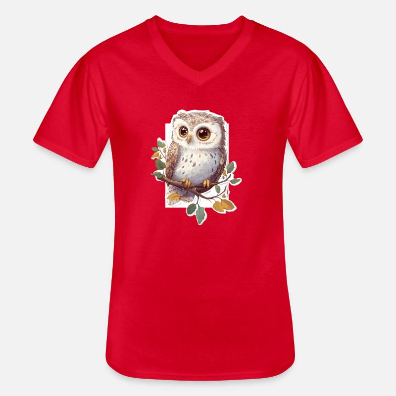 Eule - Männer-T-Shirt mit V-Ausschnitt - Rot