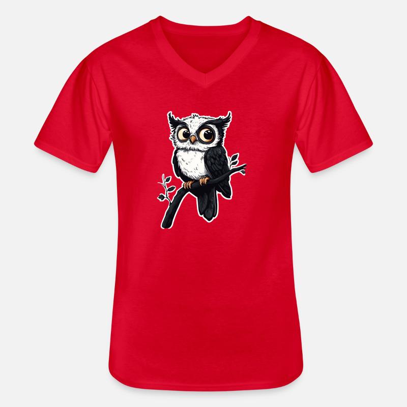 Eule - Männer-T-Shirt mit V-Ausschnitt - Rot
