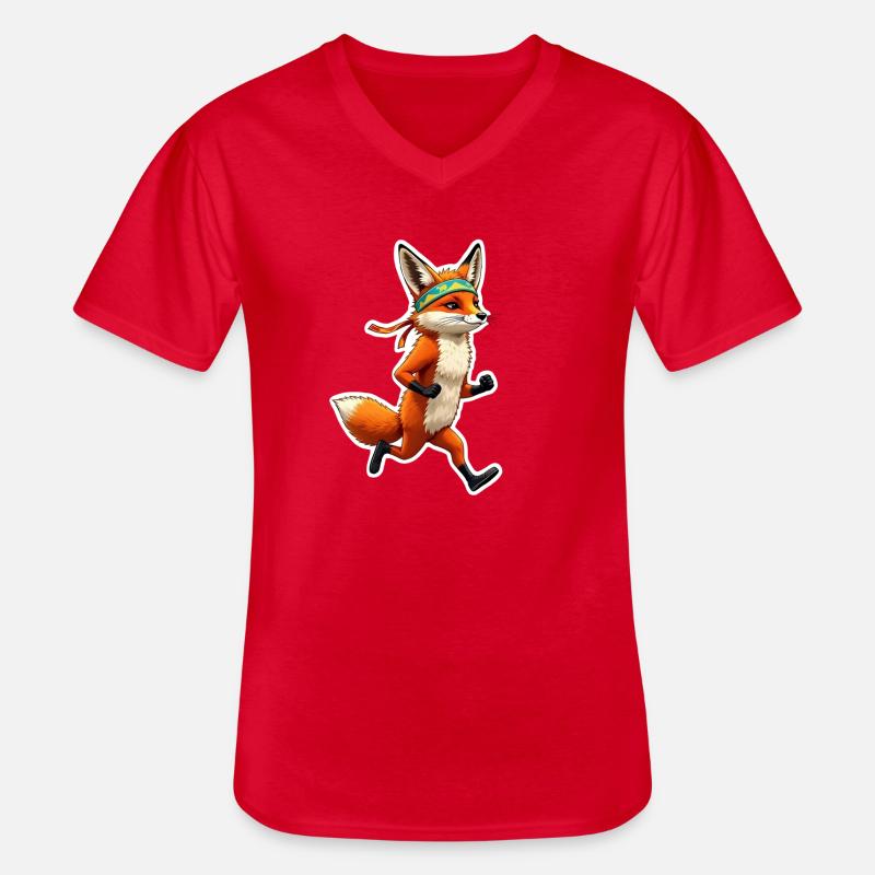 Let´s run, Fox - Männer-T-Shirt mit V-Ausschnitt - Rot