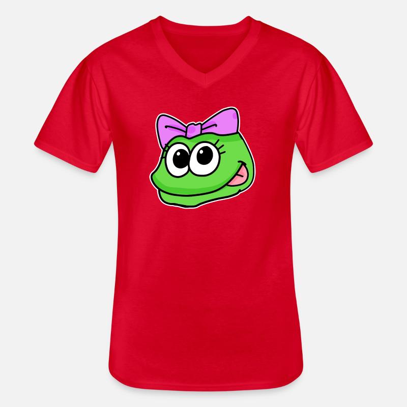 Frosch Mädchen Kopf Tierkopf - Männer-T-Shirt mit V-Ausschnitt - Rot