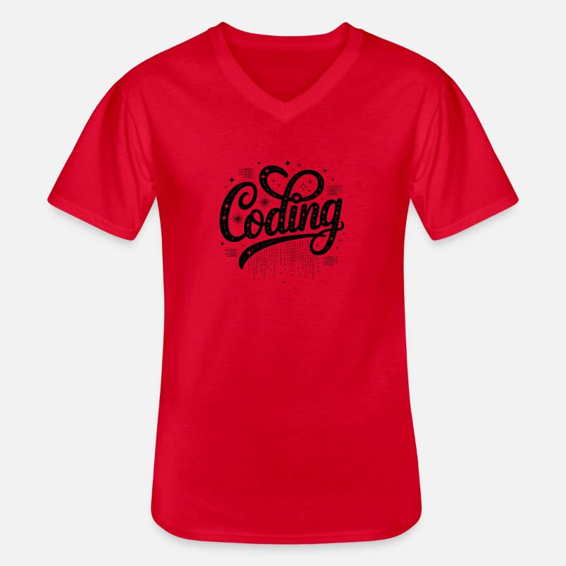 Codierung – Cooles Technologiedesign - Männer-T-Shirt mit V-Ausschnitt - Rot