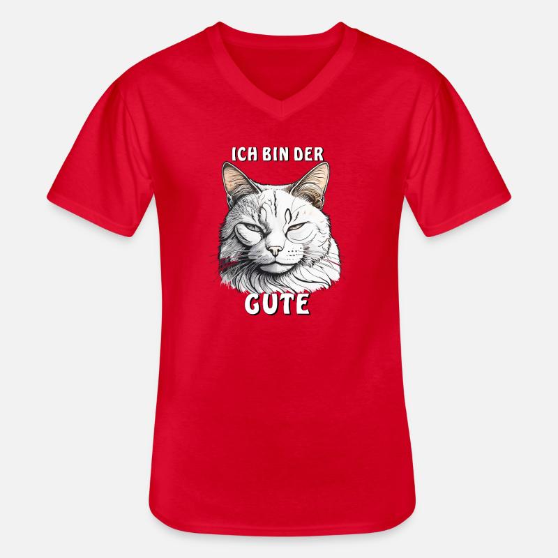 KATZE ICH BIN DER GUTE - Männer-T-Shirt mit V-Ausschnitt - Rot