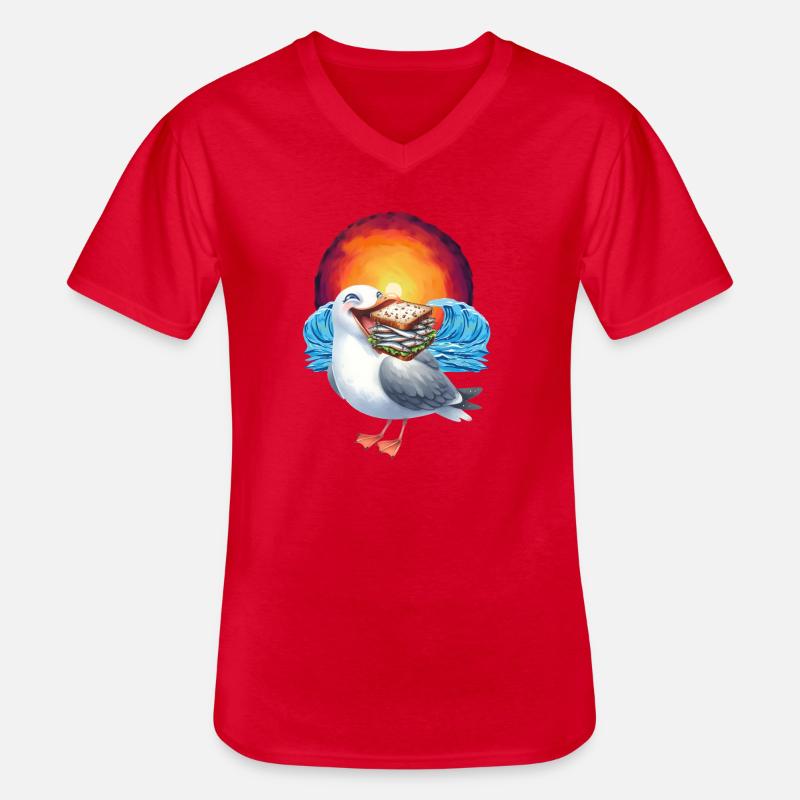 maritim Möwe Möwen Sandwich - Männer-T-Shirt mit V-Ausschnitt - Rot
