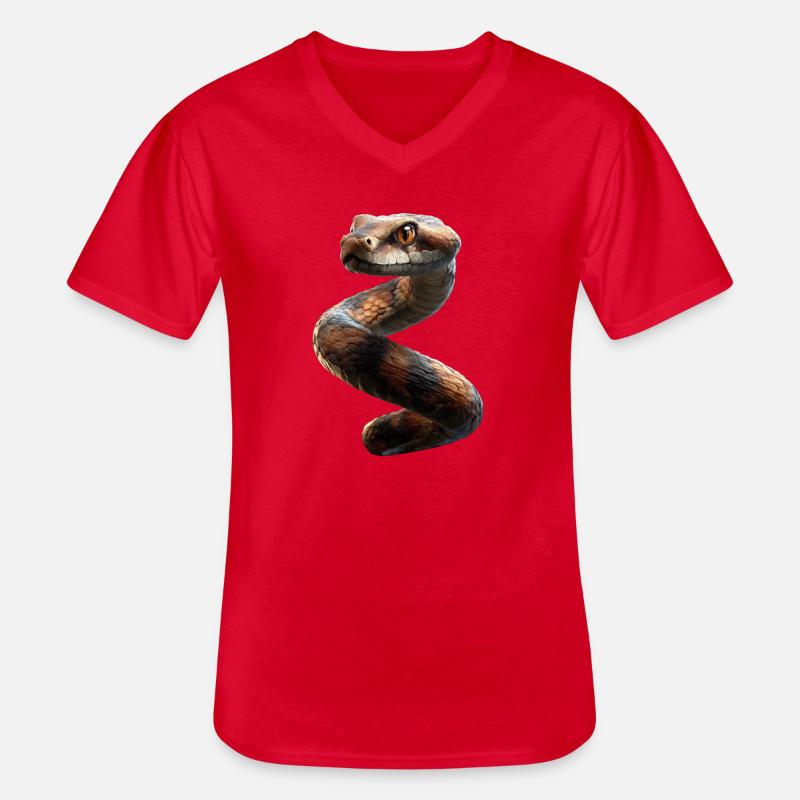 Schlange Python Kobra Klapperschlange Schlangen - Männer-T-Shirt mit V-Ausschnitt - Rot