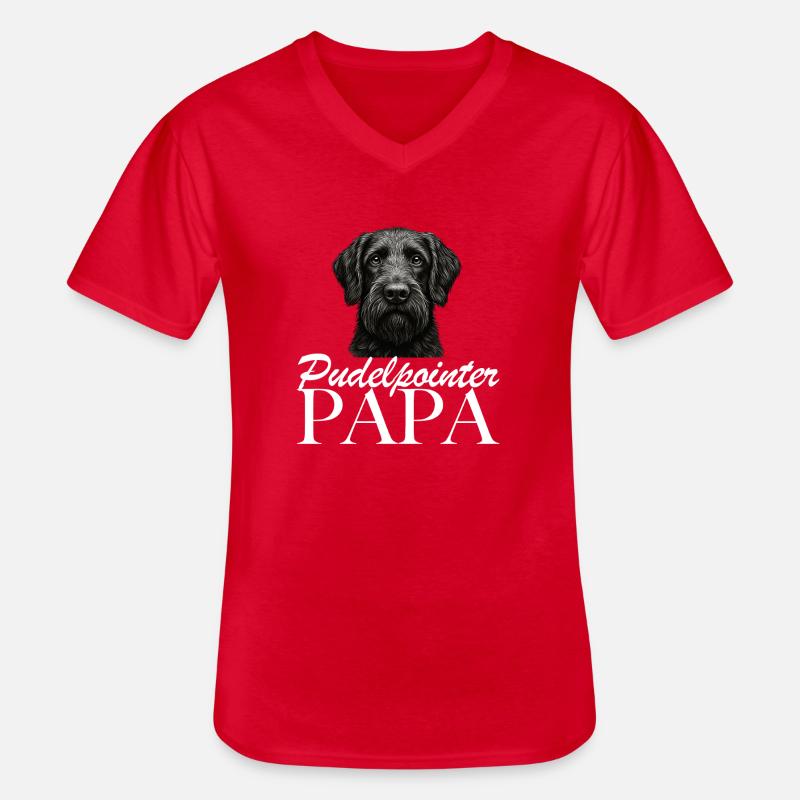 Pudelpointer Papa - Männer-T-Shirt mit V-Ausschnitt - Rot