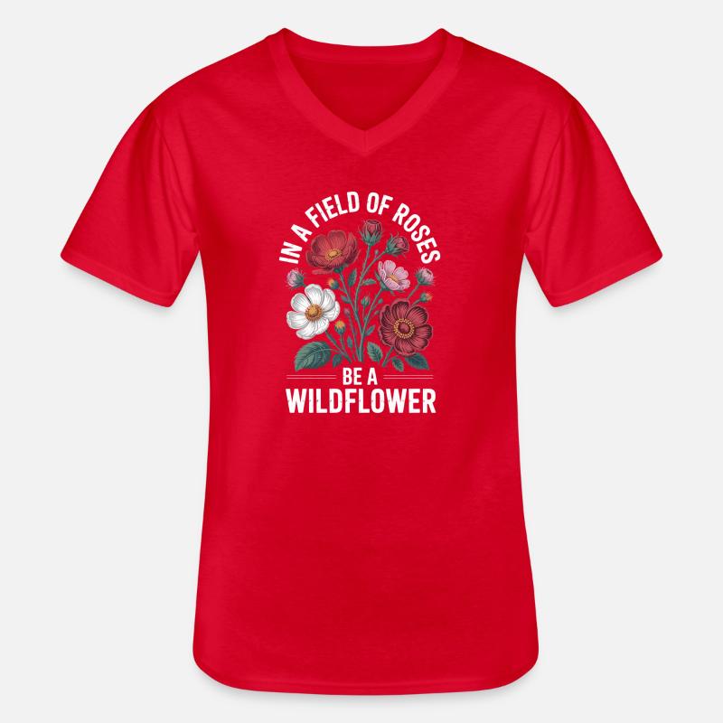 Wildblumen Design - Männer-T-Shirt mit V-Ausschnitt - Rot
