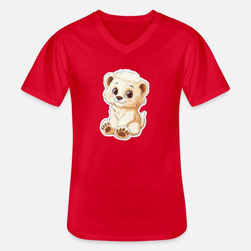 Löwe - Männer-T-Shirt mit V-Ausschnitt - Rot