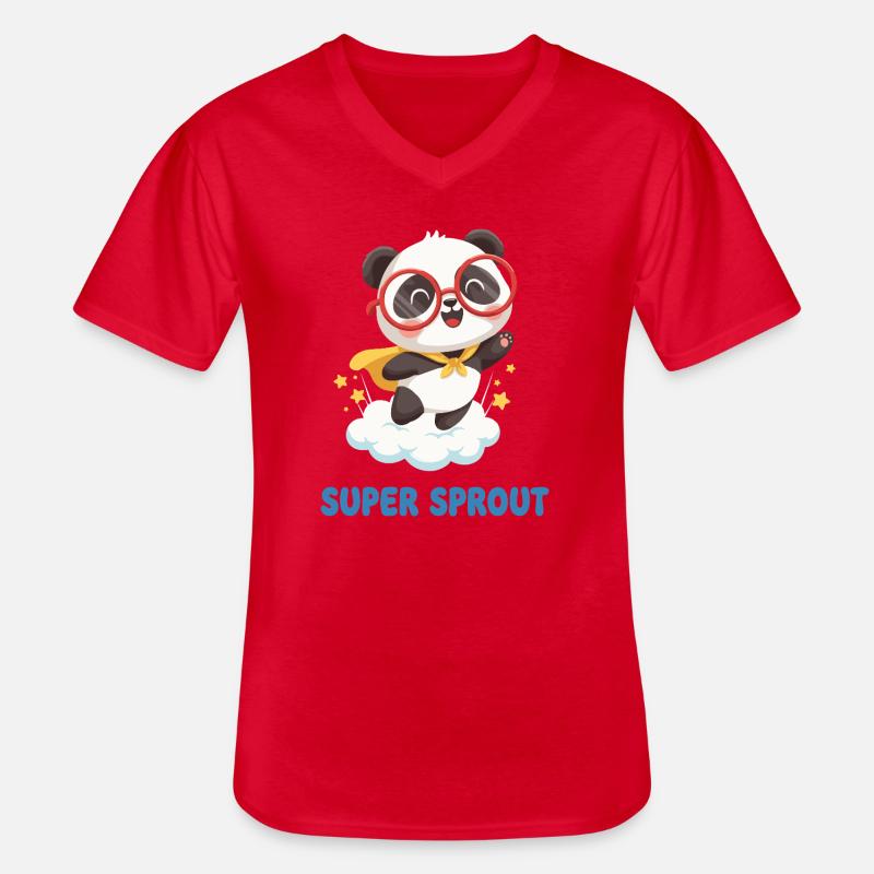Süßer Super Sprout Panda mit Kappe - Männer-T-Shirt mit V-Ausschnitt - Rot