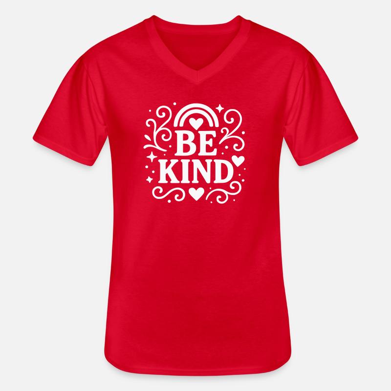 Be kind Statement mit Herzen - Männer-T-Shirt mit V-Ausschnitt - Rot