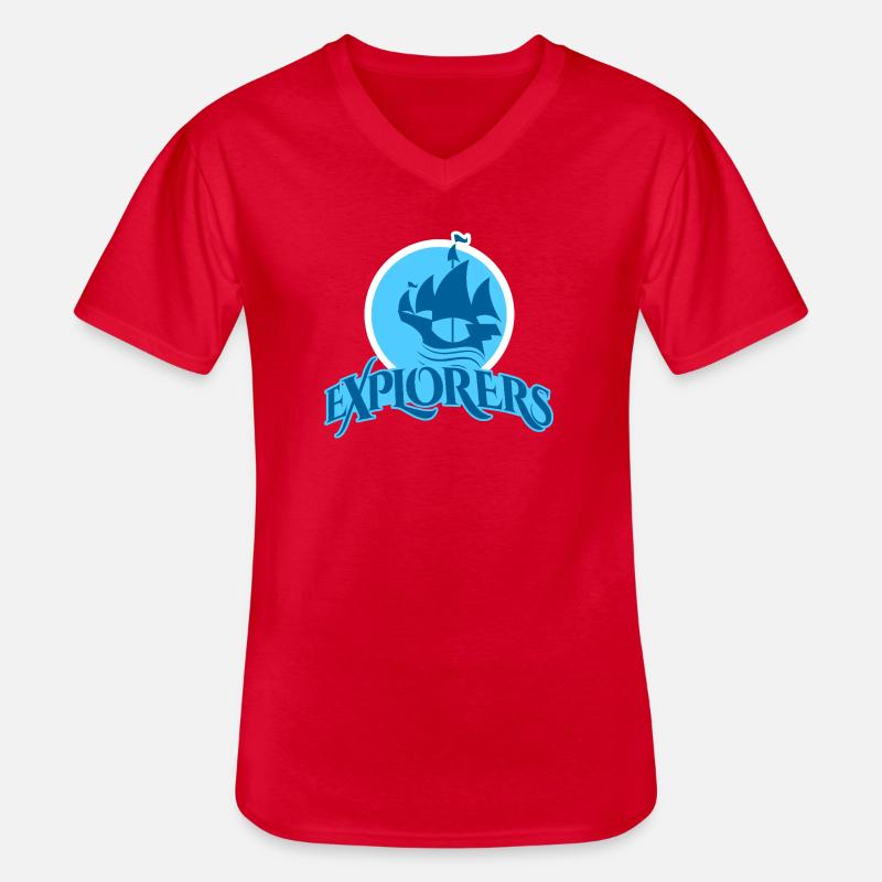 Die Reise der Entdecker Schiffsdesign - Männer-T-Shirt mit V-Ausschnitt - Rot