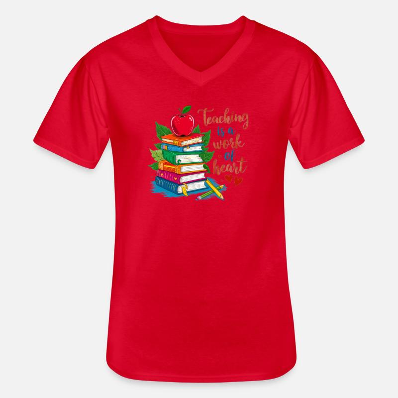 Lehrerin Bokstack und Hjärta - Männer-T-Shirt mit V-Ausschnitt - Rot