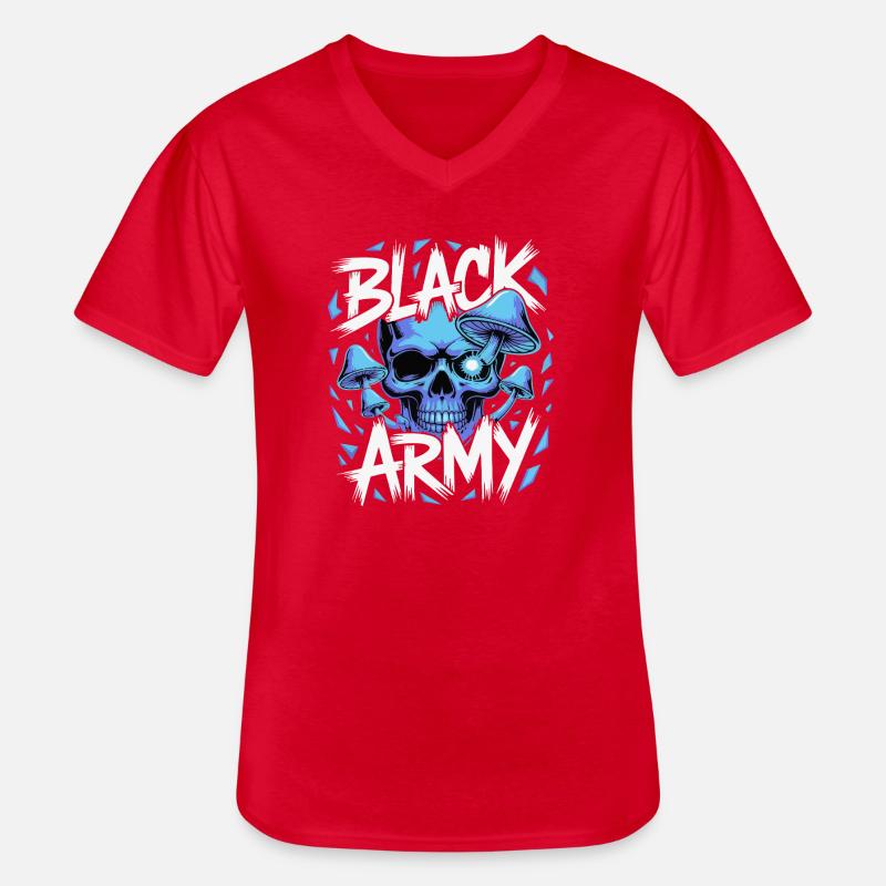 Blauer Schädel Armee Pilze - Männer-T-Shirt mit V-Ausschnitt - Rot