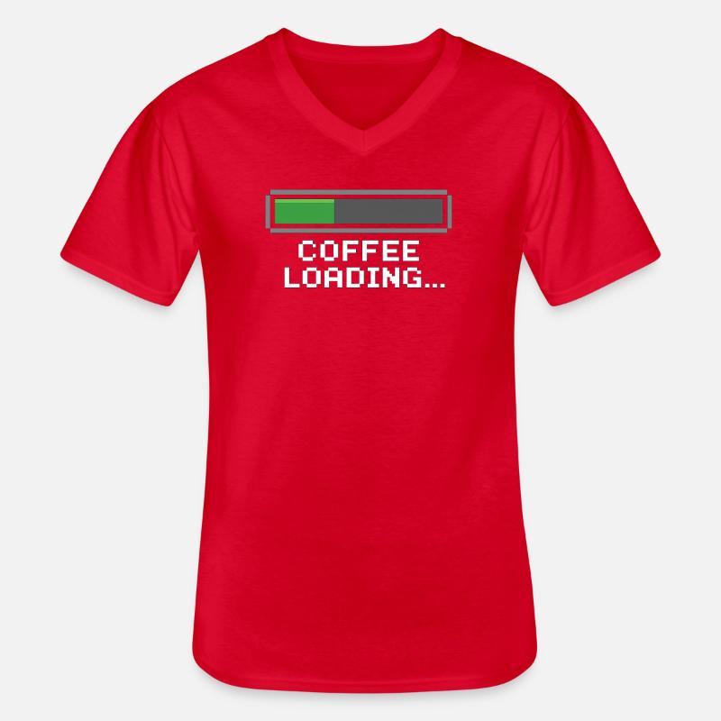 Kaffee Ladebalken Pixel - Männer-T-Shirt mit V-Ausschnitt - Rot