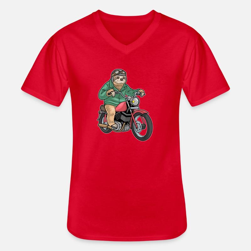 Faultier Motorrad - Männer-T-Shirt mit V-Ausschnitt - Rot