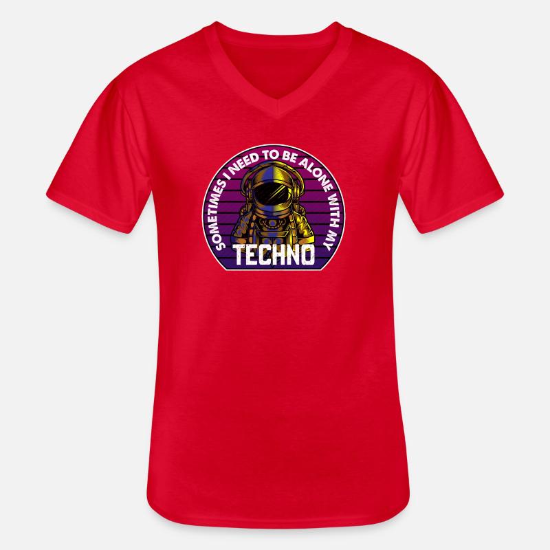 Techno Astronaut Circle Abzeichen - Männer-T-Shirt mit V-Ausschnitt - Rot