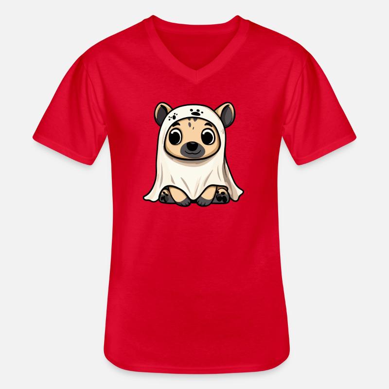 Hyäne Halloween Geist - Männer-T-Shirt mit V-Ausschnitt - Rot