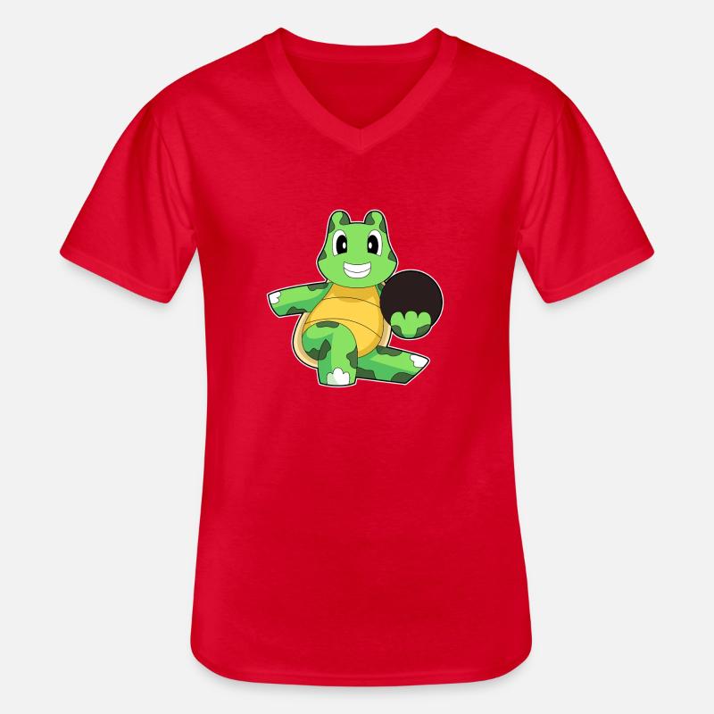 Schildkröte Bowling Bowlingkugel - Männer-T-Shirt mit V-Ausschnitt - Rot