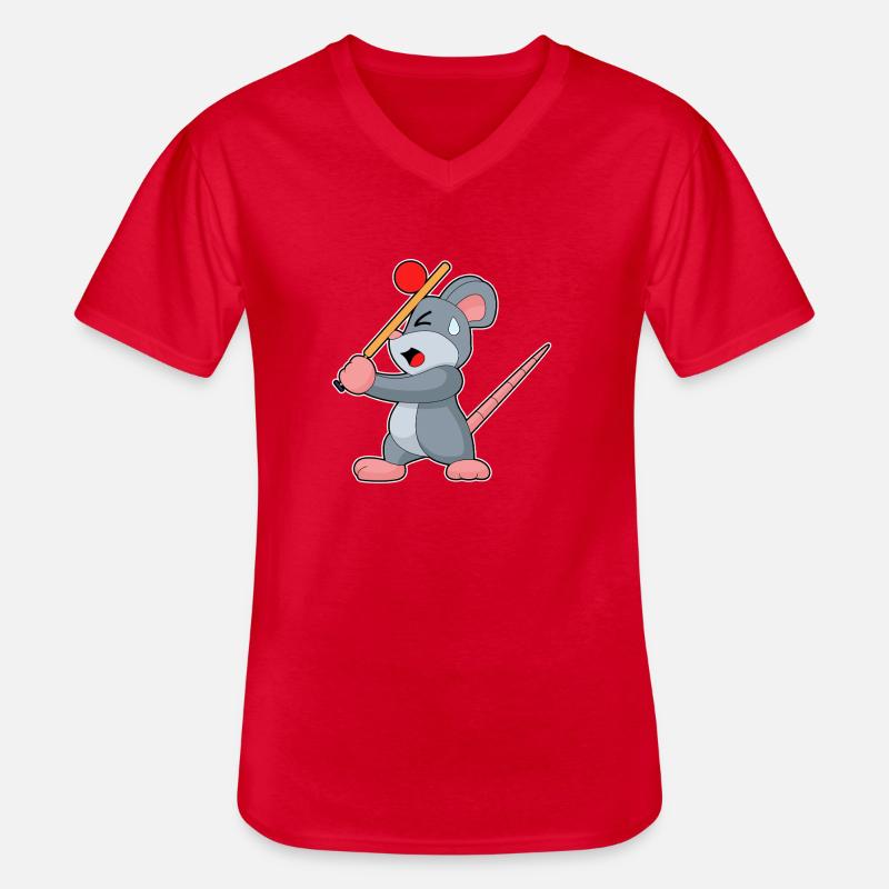 Maus Cricket Cricketschläger - Männer-T-Shirt mit V-Ausschnitt - Rot
