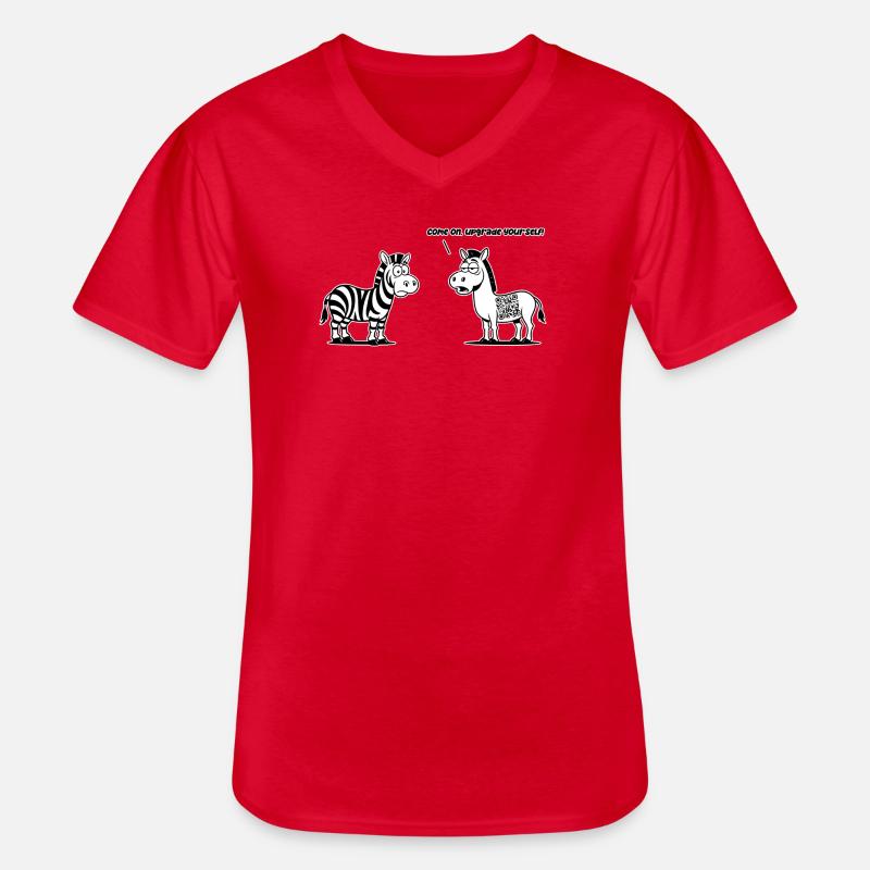 Lustiges Zebra mit QR-Code-Upgrade - Männer-T-Shirt mit V-Ausschnitt - Rot