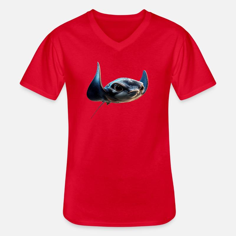 Manta Rochen Teufelsrochen Stachelrochen Taucher - Männer-T-Shirt mit V-Ausschnitt - Rot