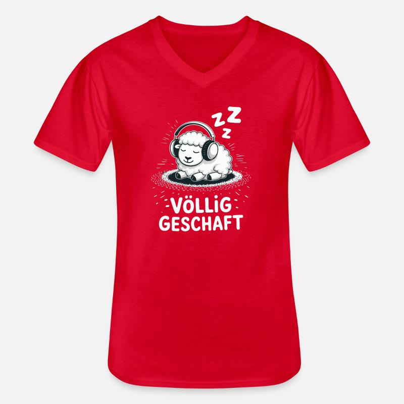 Völlig geschafft geSchaft Schaf Design - Männer-T-Shirt mit V-Ausschnitt - Rot