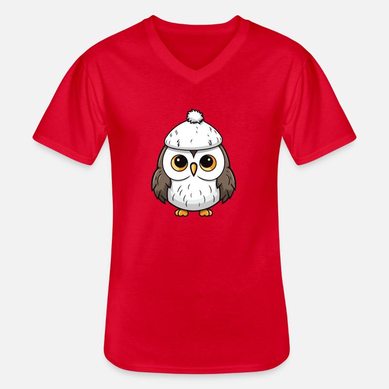 Eule Winter Tier Baby Comic - Männer-T-Shirt mit V-Ausschnitt - Rot