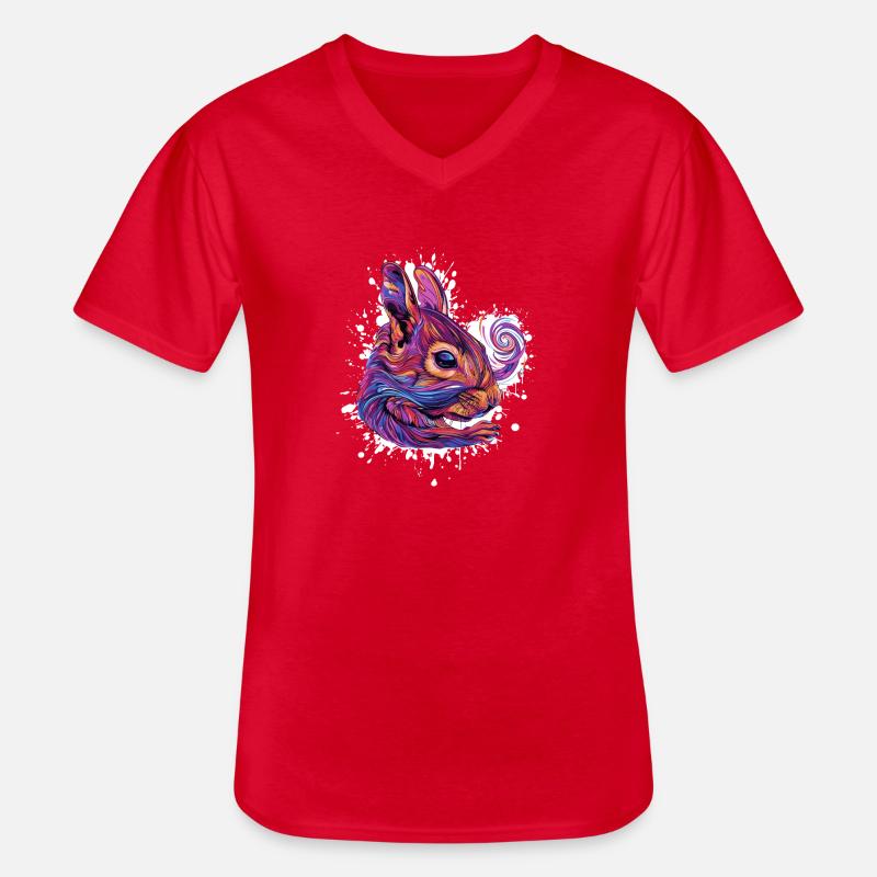 Psychedelischer Eichhörnchenkopf - Männer-T-Shirt mit V-Ausschnitt - Rot