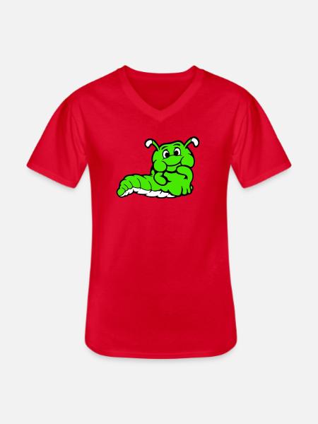 Chenille Ver Timide Amicale Curieux - T-shirt col V Homme - rouge