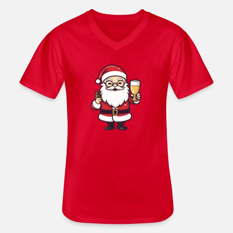 Weihnachtsmann Drinking Comic Weihnachten - Männer-T-Shirt mit V-Ausschnitt - Rot