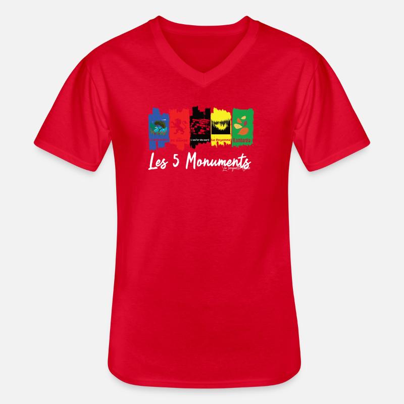Les 5 Monuments du cyclisme - T-shirt col V Homme - rouge