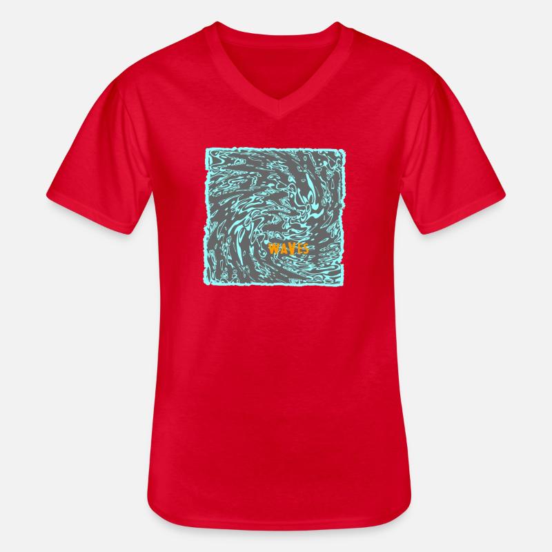 Wave flow neon pattern surf - Men's V-Neck T-Shirt - red