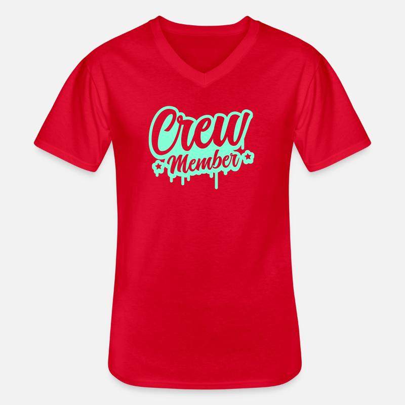 Crew Member Spritz Script - Männer-T-Shirt mit V-Ausschnitt - Rot