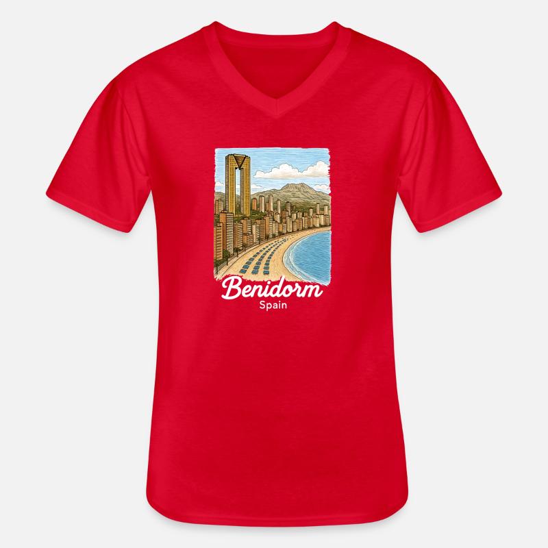 Benidorm Spanien - Männer-T-Shirt mit V-Ausschnitt - Rot