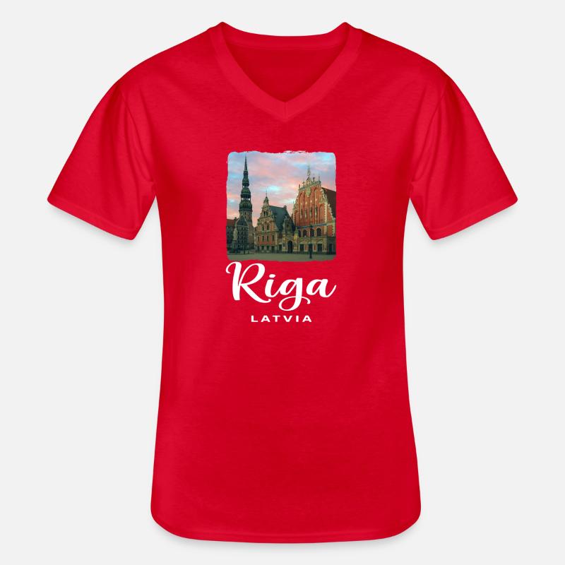 Riga Litauen - Männer-T-Shirt mit V-Ausschnitt - Rot