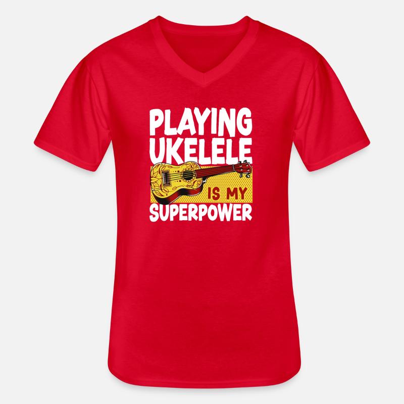 Hawaiian Ukulele Uke Playing - Männer-T-Shirt mit V-Ausschnitt - Rot