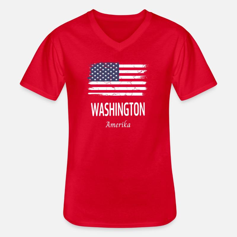 Washington - Männer-T-Shirt mit V-Ausschnitt - Rot
