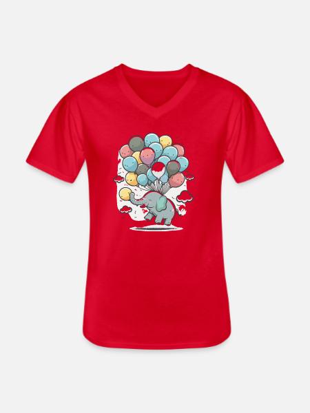 Ballon-Elefant im Wolkenmeer - Männer-T-Shirt mit V-Ausschnitt - Rot