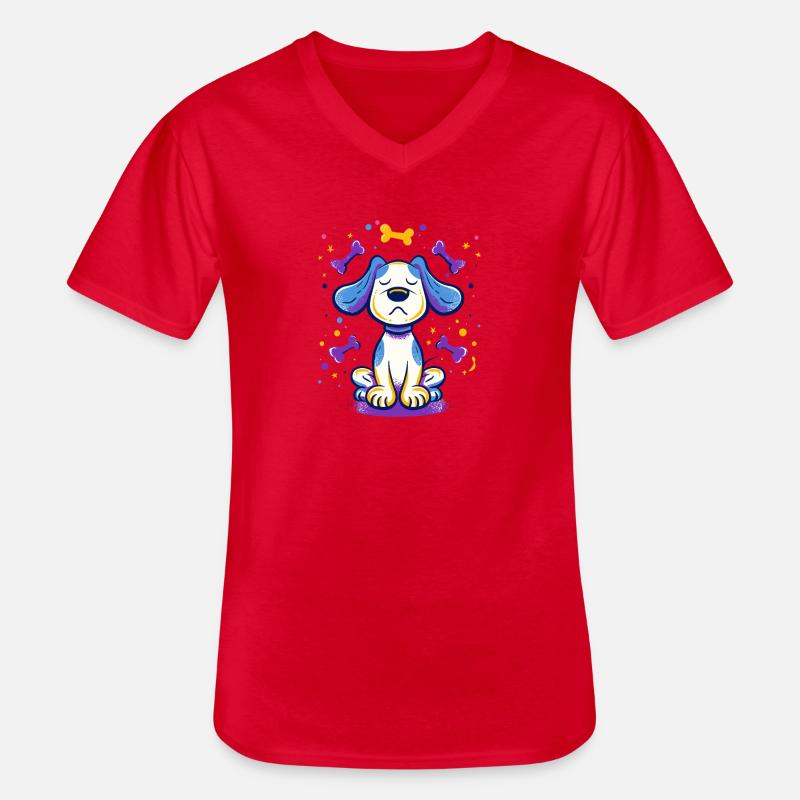 Stolzer Welpe Knochen-Accent - Männer-T-Shirt mit V-Ausschnitt - Rot