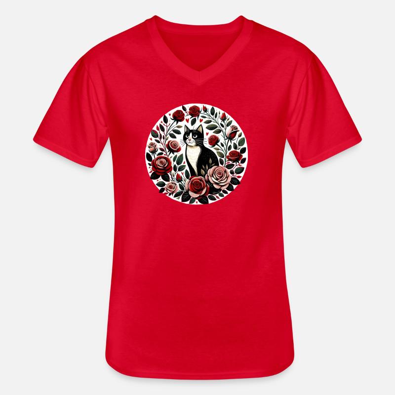 Rosengarten-Katzenkreis - Männer-T-Shirt mit V-Ausschnitt - Rot
