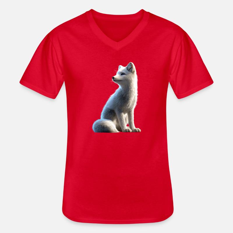 Polarfuchs Schneefuchs Eisfuchs Süßer Weißer Fuchs - Männer-T-Shirt mit V-Ausschnitt - Rot