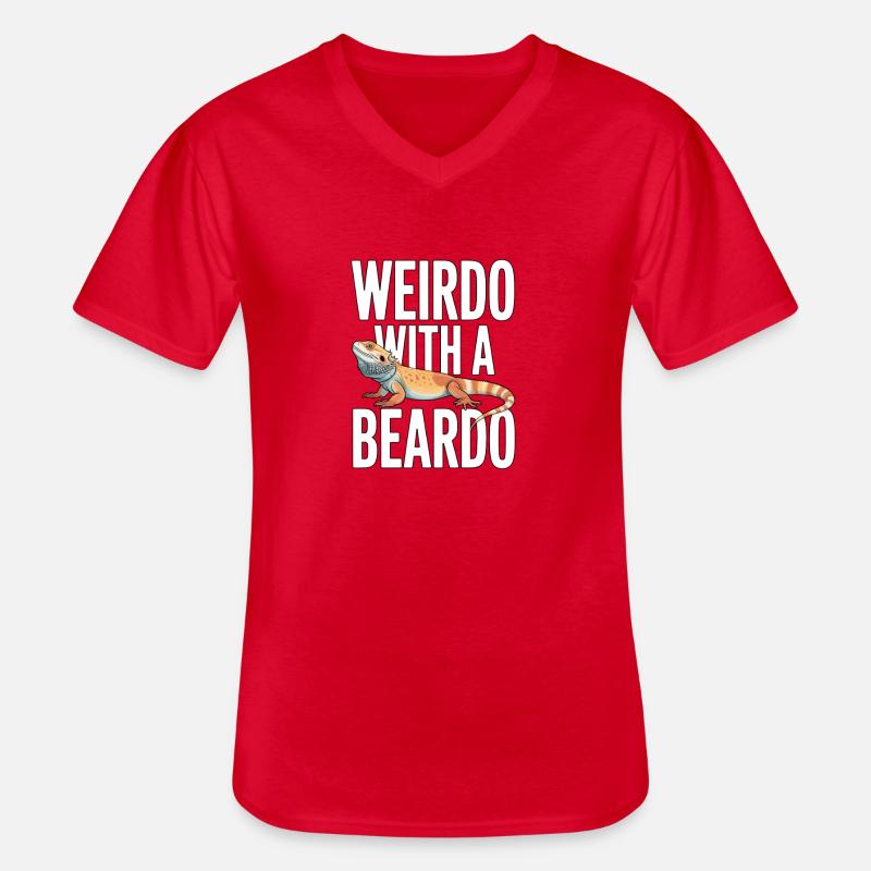 Weirdo mit Bartkind - Männer-T-Shirt mit V-Ausschnitt - Rot