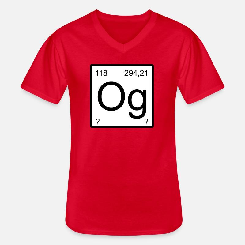 Oganesson Og Element Grafik Periodensystem - Männer-T-Shirt mit V-Ausschnitt - Rot