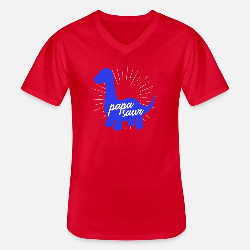 Papasaurier T-Rex Dinosaurier Vaterschaft Daddysaur - Männer-T-Shirt mit V-Ausschnitt - Rot